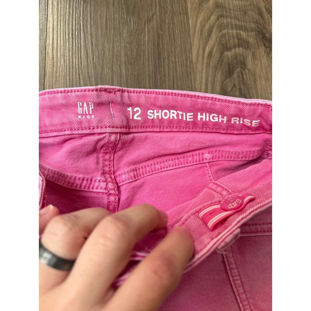 Gap Girls Pink Cargo‎ Denim Shorts Shortie High Rise Size 12 Y2K Neon